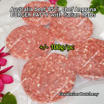 Australia beef mince 85CL Anggana's BURGER PATTY seasoned with Italian herbs ECONOMY THIN frozen price for 500g 5pcs
